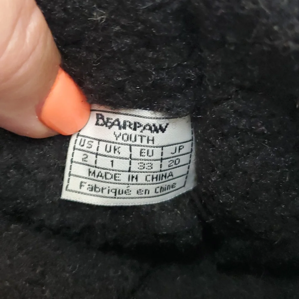 Bearpaw Girls Winter Snow Boots Size 2 Black Suede Warm Lined Boots